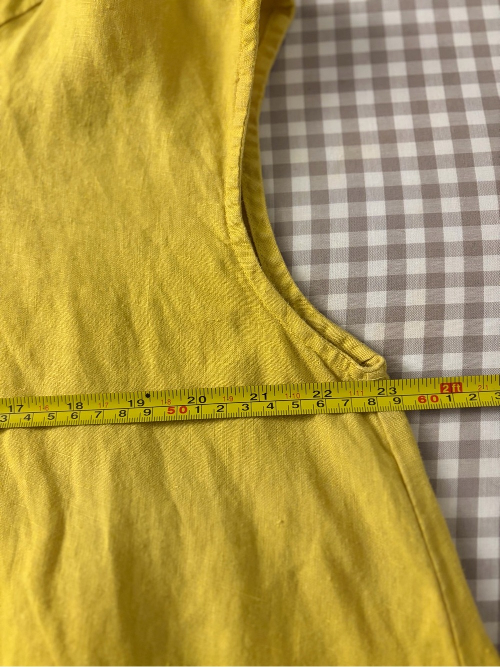BRYN Walker 100% Linen Sleeveless Cowl Neck Tunic - Mustard Yellow - Medium - Picture 11 of 12